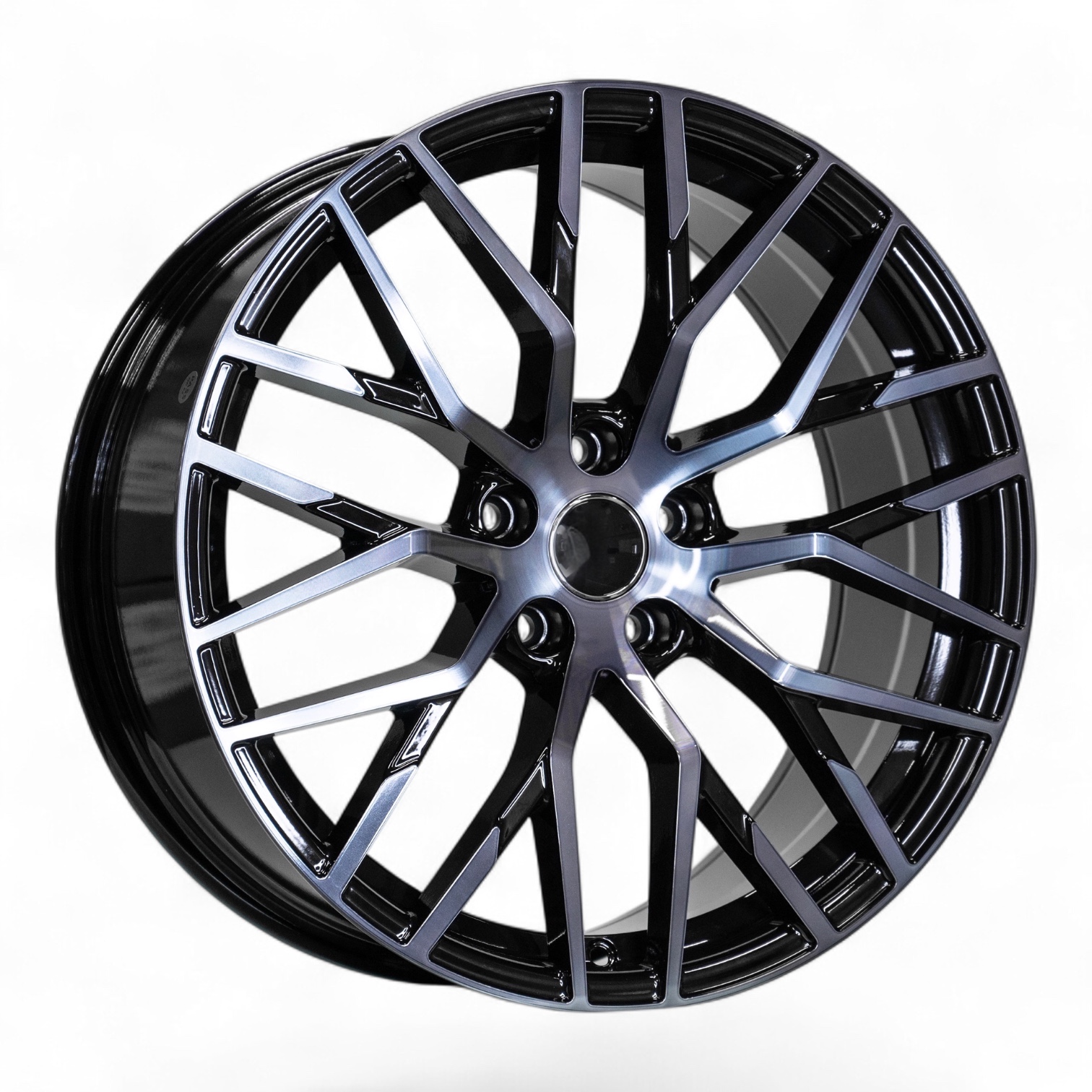 F9761 19x8.5 5x112/5x114.3 ET38 DIA:73.1 Black Machined Tinted